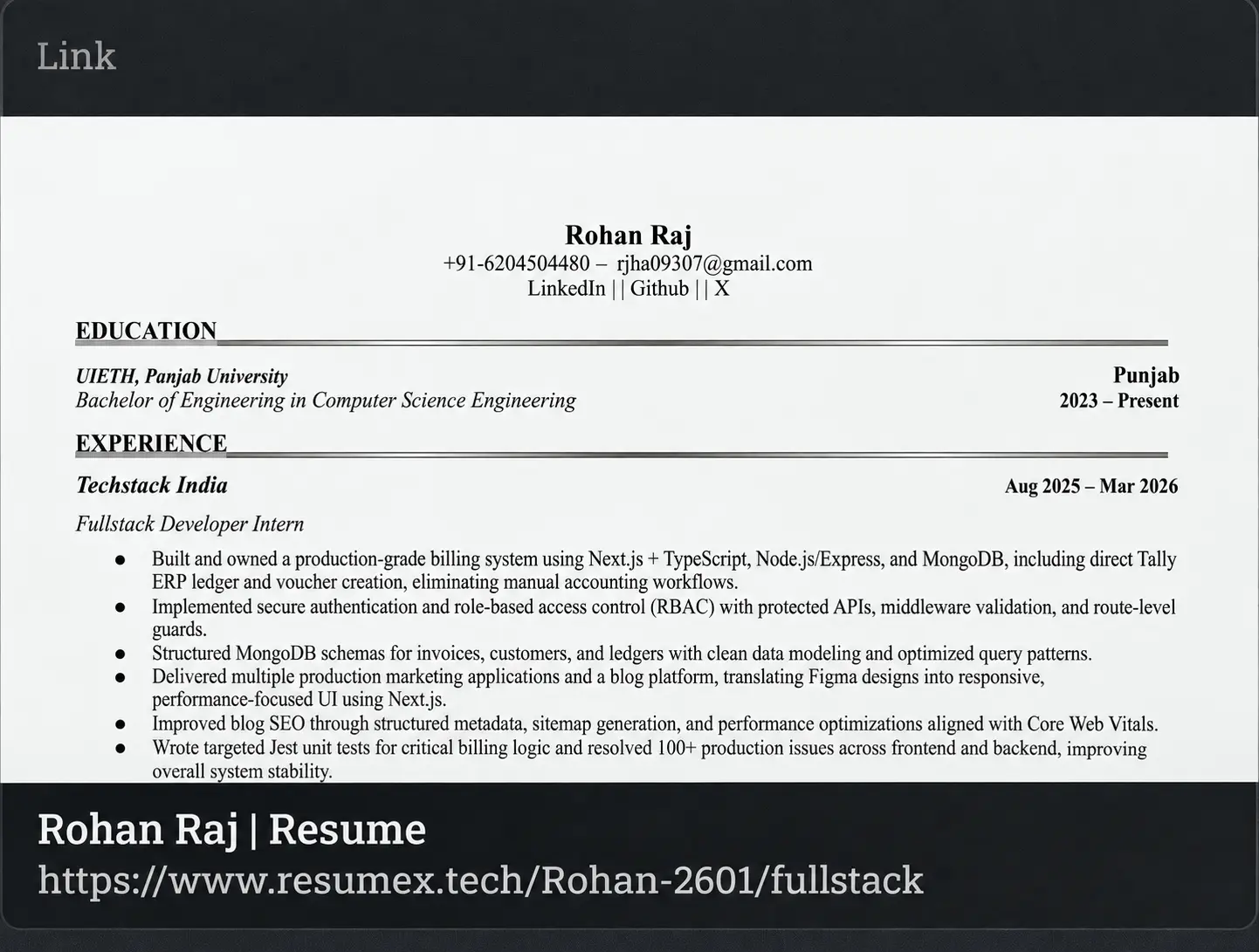 Resume share preview